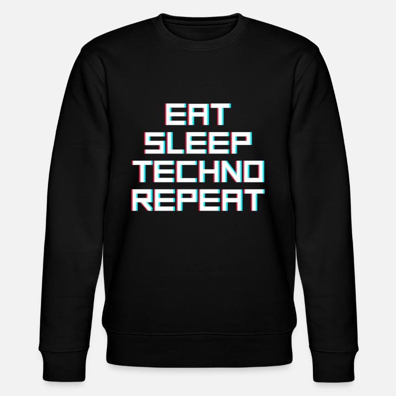 eat sleep techno repeat - Stanley/Stella Unisex Bio-Sweatshirt CHANGER - Schwarz