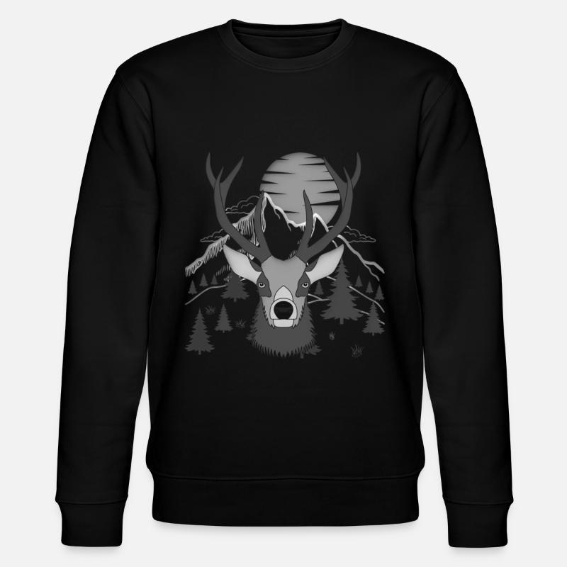 Rothirsch Geweih mit Hirschgeweih - Stanley/Stella Unisex Bio-Sweatshirt CHANGER  - Schwarz