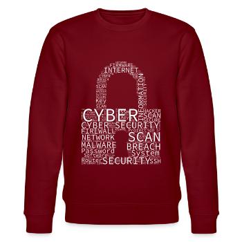 Cyber Security Wordcloud Vorhängeschloss - Stanley/Stella Unisex Bio-Sweatshirt CHANGER  - Burgunderrot - Vorne - Nik (191cm) & Marisol (170cm)