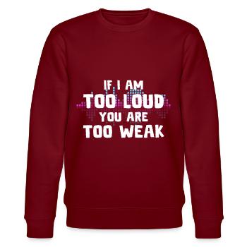 DJ Gift Music Disc Jockey Disco Techno Rave - Stanley/Stella CHANGER Unisex Organic Sweatshirt - burgundy - Front - Nik (191cm) & Marisol (170cm)
