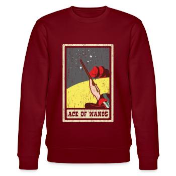 Ass der Stäbe Tarotkarte Schamane Wahrsagerei - Stanley/Stella Unisex Bio-Sweatshirt CHANGER  - Burgunderrot - Vorne - Nik (191cm) & Marisol (170cm)
