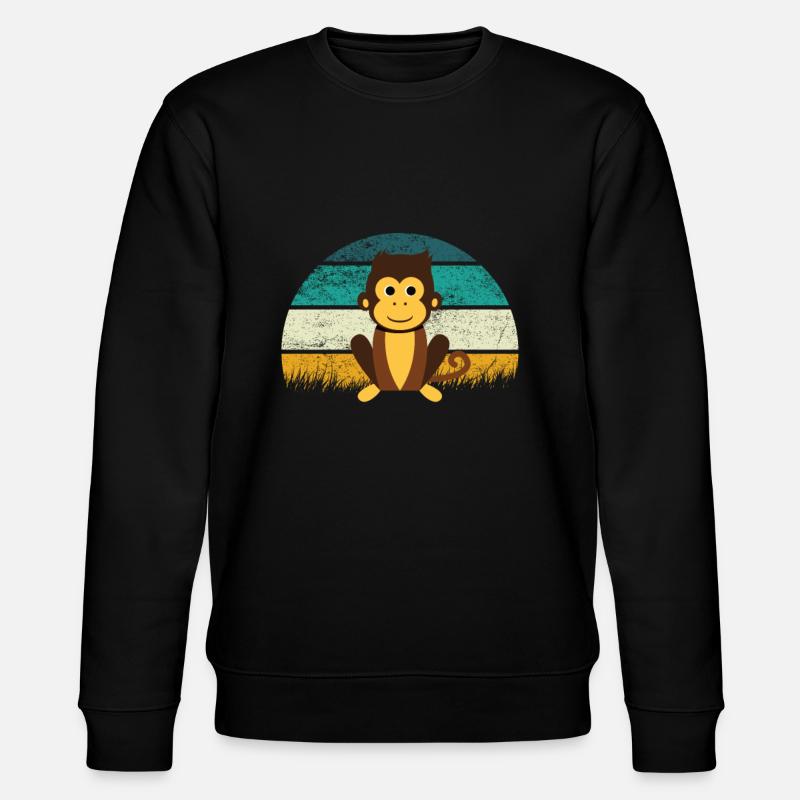 Monkey Retro - Stanley/Stella CHANGER Unisex Organic Sweatshirt - black