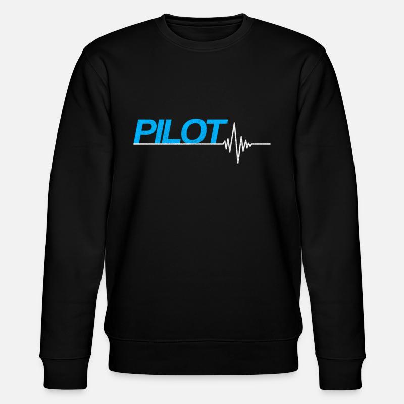 Pilot Herzschlag - Stanley/Stella Unisex Bio-Sweatshirt CHANGER  - Schwarz
