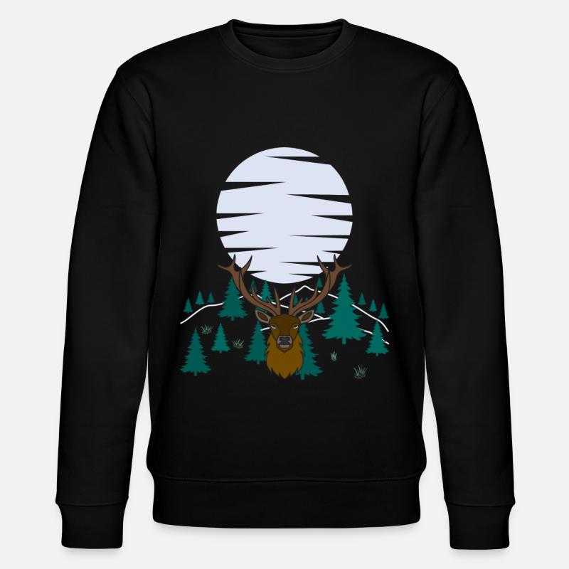 Hirsch Mond Geweih mit Hirschgeweih - Stanley/Stella Unisex Bio-Sweatshirt CHANGER  - Schwarz
