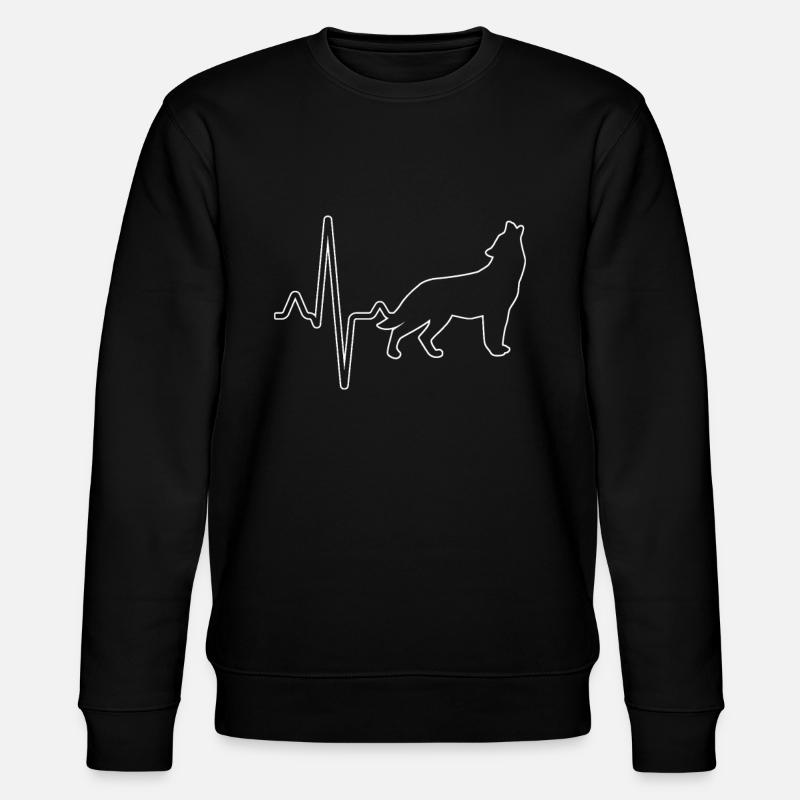 Wolf Herzschlag - Stanley/Stella Unisex Bio-Sweatshirt CHANGER  - Schwarz