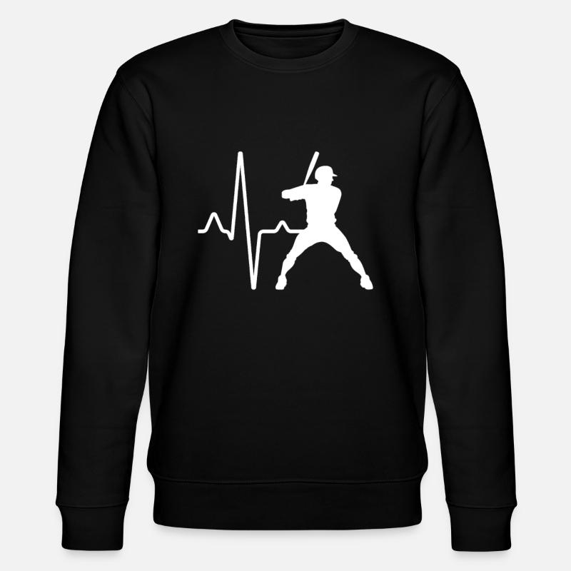 Baseball Heartbeat - Stanley/Stella CHANGER Unisex Organic Sweatshirt - black