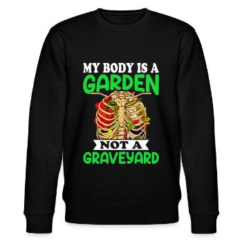 Vegetarian Vegan Vegan Veggie Animal Welfare Vegetables - Stanley/Stella CHANGER Unisex Organic Sweatshirt - black - Front - Nik (191cm) & Marisol (170cm)