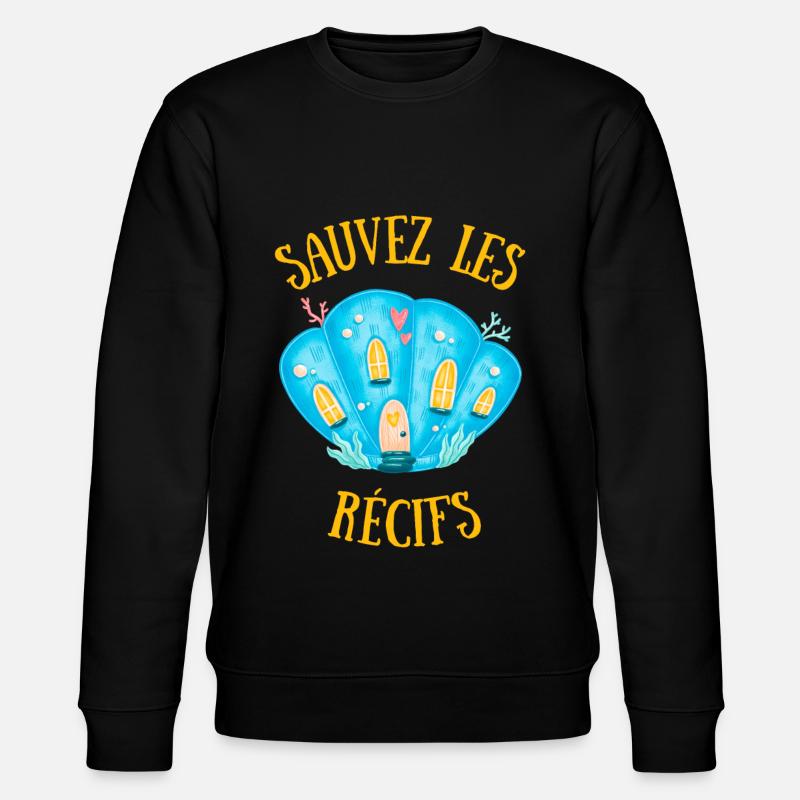 SAUVEZ LES RÉCIFS BLEU - Sweat bio CHANGER Stanley/Stella Unisexe - noir