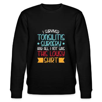 Überlebte Tonsillitis Operation Tonsillektomie - Stanley/Stella Unisex Bio-Sweatshirt CHANGER  - Schwarz - Vorne - Nik (191cm) & Marisol (170cm)