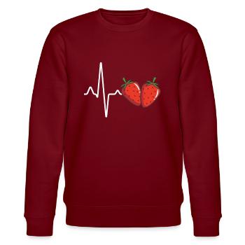 Battement de cœur à la fraise - Sweat bio CHANGER Stanley/Stella Unisexe - bordeaux - Devant - Nik (191cm) & Marisol (170cm)
