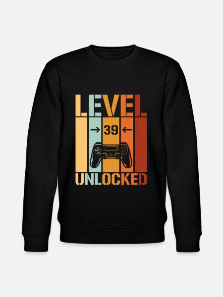 39th Birthday Level 39 unlocked - Stanley/Stella CHANGER Unisex Organic Sweatshirt - black
