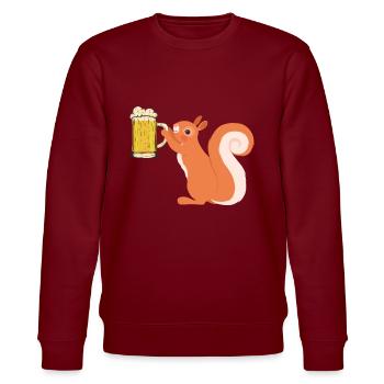 Eichhörnchen, lustiges Eichhörnchen, Eichhörnchen - Stanley/Stella Unisex Bio-Sweatshirt CHANGER  - Burgunderrot - Vorne - Nik (191cm) & Marisol (170cm)