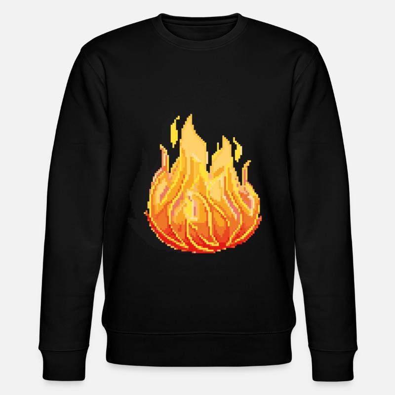 Retro Pixel Feuer - Stanley/Stella Unisex Bio-Sweatshirt CHANGER  - Schwarz
