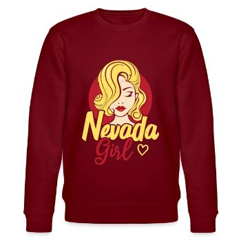Nevada Girl USA Staat Amerika Nevadan Carson City - Stanley/Stella Unisex Bio-Sweatshirt CHANGER  - Burgunderrot - Vorne - Nik (191cm) & Marisol (170cm)