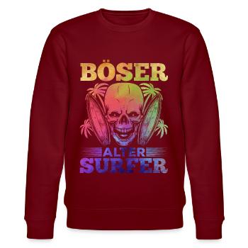 Surfer Wassersport Surfing Surfbrett Böser Alter - Stanley/Stella Unisex Bio-Sweatshirt CHANGER  - Burgunderrot - Vorne - Nik (191cm) & Marisol (170cm)