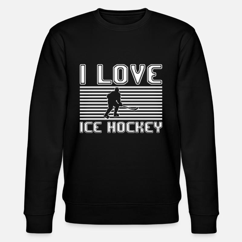 I love ice hockey - Stanley/Stella Unisex Bio-Sweatshirt CHANGER  - Schwarz
