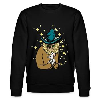 Katze Maus Fantasy Märchenfigur Zauberer Kinder - Stanley/Stella Unisex Bio-Sweatshirt CHANGER  - Schwarz - Vorne - Nik (191cm) & Marisol (170cm)