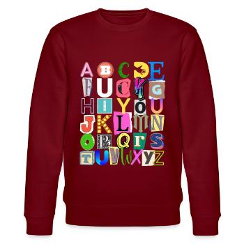 Alphabet und versteckte Nachricht - Stanley/Stella Unisex Bio-Sweatshirt CHANGER  - Burgunderrot - Vorne - Nik (191cm) & Marisol (170cm)