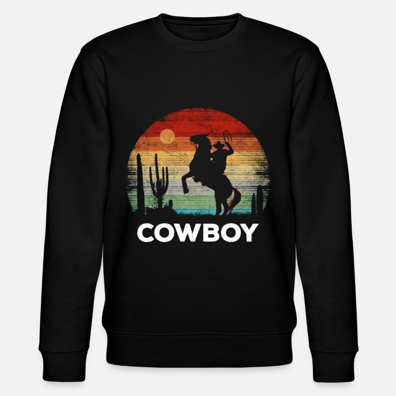 Cowboy - Retro Sunset - Stanley/Stella CHANGER Unisex Organic Sweatshirt - black