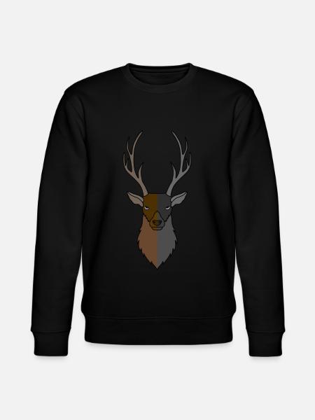 Rothirsch Geweih mit Hirschgeweih - Stanley/Stella Unisex Bio-Sweatshirt CHANGER - Schwarz