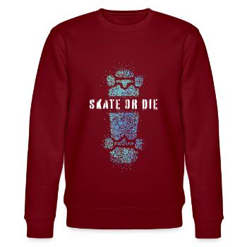 Skate or die Skateboarder Skater Longboard Skaten - Stanley/Stella Unisex Bio-Sweatshirt CHANGER  - Burgunderrot - Vorne - Nik (191cm) & Marisol (170cm)
