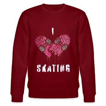 Skaterin Skateboarderin Skating Skater Skateboard - Stanley/Stella Unisex Bio-Sweatshirt CHANGER  - Burgunderrot - Vorne - Nik (191cm) & Marisol (170cm)