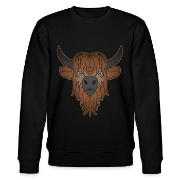 Highland Cattle Kuh mit Kuhmotiv - Stanley/Stella Unisex Bio-Sweatshirt CHANGER  - Schwarz - Vorne - Nik (191cm) & Marisol (170cm)