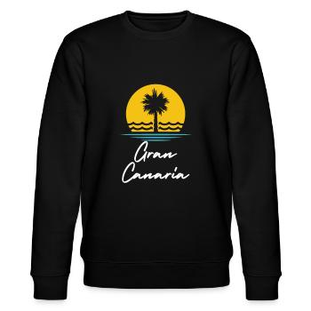 Gran Canaria Sommer Palmen Urlaub Reisen Souvenir - Stanley/Stella Unisex Bio-Sweatshirt CHANGER  - Schwarz - Vorne - Nik (191cm) & Marisol (170cm)