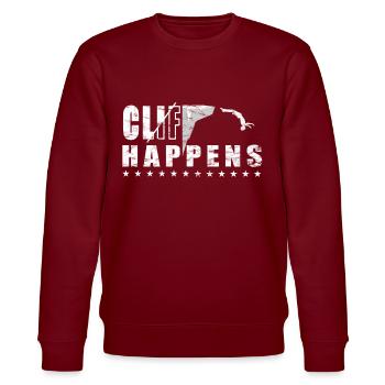 Cliff Happens - Fun Cliff Jumping - Stanley/Stella CHANGER Unisex Organic Sweatshirt - burgundy - Front - Nik (191cm) & Marisol (170cm)