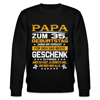 Zum 35. Geburtstag lustiges Bier Spruch - Stanley/Stella Unisex Bio-Sweatshirt CHANGER  - Schwarz - Vorne - Nik (191cm) & Marisol (170cm)