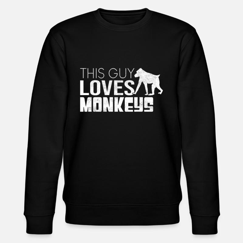 This guy loves monkeys - Stanley/Stella CHANGER Unisex Organic Sweatshirt - black