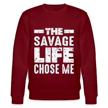 La vie sauvage m’a choisi 12 - Sweat bio CHANGER Stanley/Stella Unisexe - bordeaux - Devant - Nik (191cm) & Marisol (170cm)