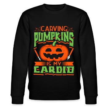 Kürbisse Schnitzen Gruselig Geschnitzt Halloween - Stanley/Stella Unisex Bio-Sweatshirt CHANGER  - Schwarz - Vorne - Nik (191cm) & Marisol (170cm)