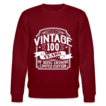 Birthday Vintage 100 Years Limited Edition - Stanley/Stella CHANGER Unisex Organic Sweatshirt - burgundy - Front - Nik (191cm) & Marisol (170cm)