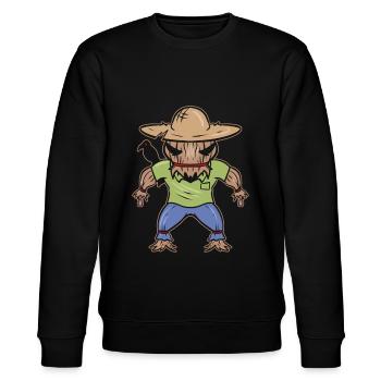 Cute Kawaii Scary Scarecrow Made Of For Halloween - Stanley/Stella Unisex Bio-Sweatshirt CHANGER  - Schwarz - Vorne - Nik (191cm) & Marisol (170cm)