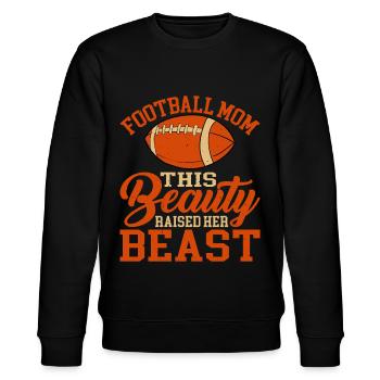 Football Mom, This Beauty Raised Her Beast 2 - Stanley/Stella Unisex Bio-Sweatshirt CHANGER  - Schwarz - Vorne - Nik (191cm) & Marisol (170cm)