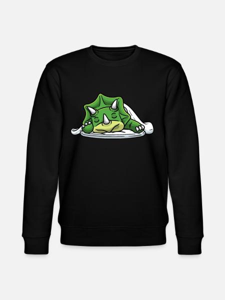 Sleeping Triceratops Dinosaur Napping - Stanley/Stella CHANGER Unisex Organic Sweatshirt - black