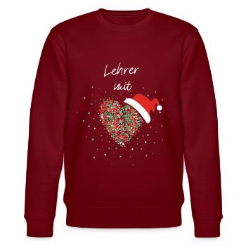 Lehrer mit Herz Klassenlehrer Weihnachtsgeschenk - Stanley/Stella Unisex Bio-Sweatshirt CHANGER  - Burgunderrot - Vorne - Nik (191cm) & Marisol (170cm)