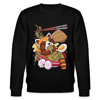 Kawaii Roter Panda Bär Ramen Nudeln Japanisches - Stanley/Stella Unisex Bio-Sweatshirt CHANGER  - Schwarz - Vorne - Nik (191cm) & Marisol (170cm)