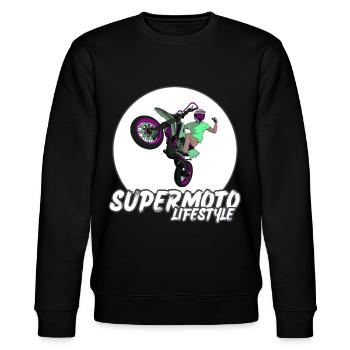 Supermoto / Supermotard / Supermoto Wheelie Biker - Stanley/Stella Unisex Bio-Sweatshirt CHANGER  - Schwarz - Vorne - Nik (191cm) & Marisol (170cm)