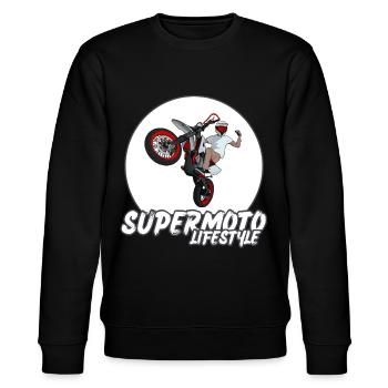 Supermoto / Supermotard / Supermoto Wheelie Biker - Stanley/Stella Unisex Bio-Sweatshirt CHANGER  - Schwarz - Vorne - Nik (191cm) & Marisol (170cm)