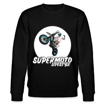 Supermoto / Supermotard / Supermoto Wheelie Biker - Stanley/Stella Unisex Bio-Sweatshirt CHANGER  - Schwarz - Vorne - Nik (191cm) & Marisol (170cm)