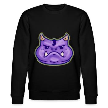 Cute Kawaii Purple Monster With Fangs And Horns - Stanley/Stella Unisex Bio-Sweatshirt CHANGER  - Schwarz - Vorne - Nik (191cm) & Marisol (170cm)