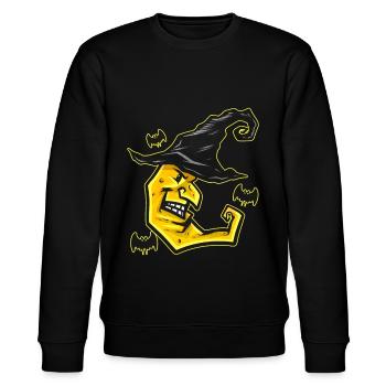Lune jaune maléfique avec une chauve-souris au chapeau de sorcière volant - Sweat bio CHANGER Stanley/Stella Unisexe - noir - Devant - Nik (191cm) & Marisol (170cm)