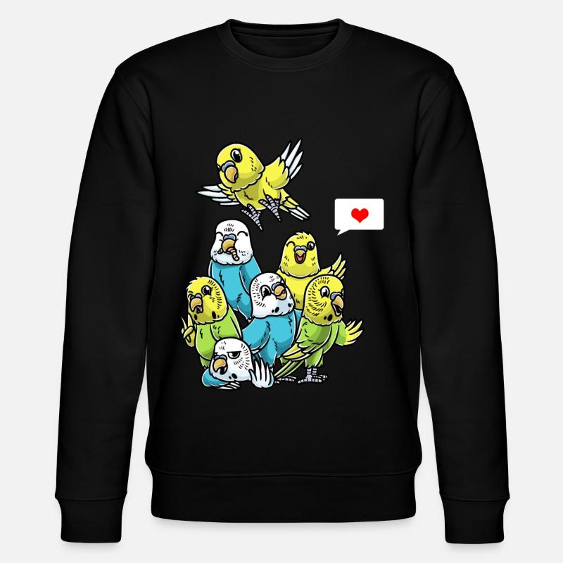Lustig Wellensittich Papagei Vogel - Stanley/Stella Unisex Bio-Sweatshirt CHANGER - Schwarz