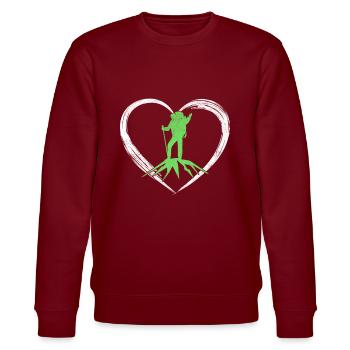 mountaineering love - Stanley/Stella CHANGER Unisex Organic Sweatshirt - burgundy - Front - Nik (191cm) & Marisol (170cm)