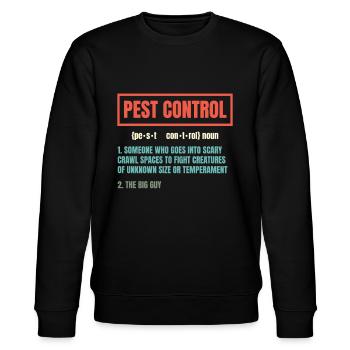 Schädlingsbekämpfungsexperte Bugs Exterminator - Stanley/Stella Unisex Bio-Sweatshirt CHANGER  - Schwarz - Vorne - Nik (191cm) & Marisol (170cm)