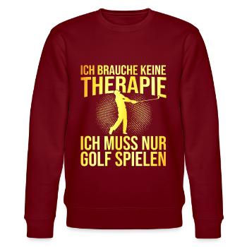 Golf Therapie Spruch - Stanley/Stella Unisex Bio-Sweatshirt CHANGER  - Burgunderrot - Vorne - Nik (191cm) & Marisol (170cm)