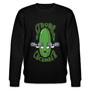 Starker Gurken-vegetarischer Veganer Bodybuilder - Stanley/Stella Unisex Bio-Sweatshirt CHANGER  - Schwarz - Vorne - Nik (191cm) & Marisol (170cm)