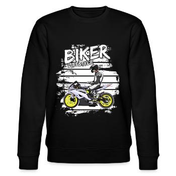 Moto Lifestyle / Moto / Moto motard - Sweat bio CHANGER Stanley/Stella Unisexe - noir - Devant - Nik (191cm) & Marisol (170cm)